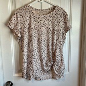 Denver Hayes XL pink black floral side twist tie T-Shirt Top